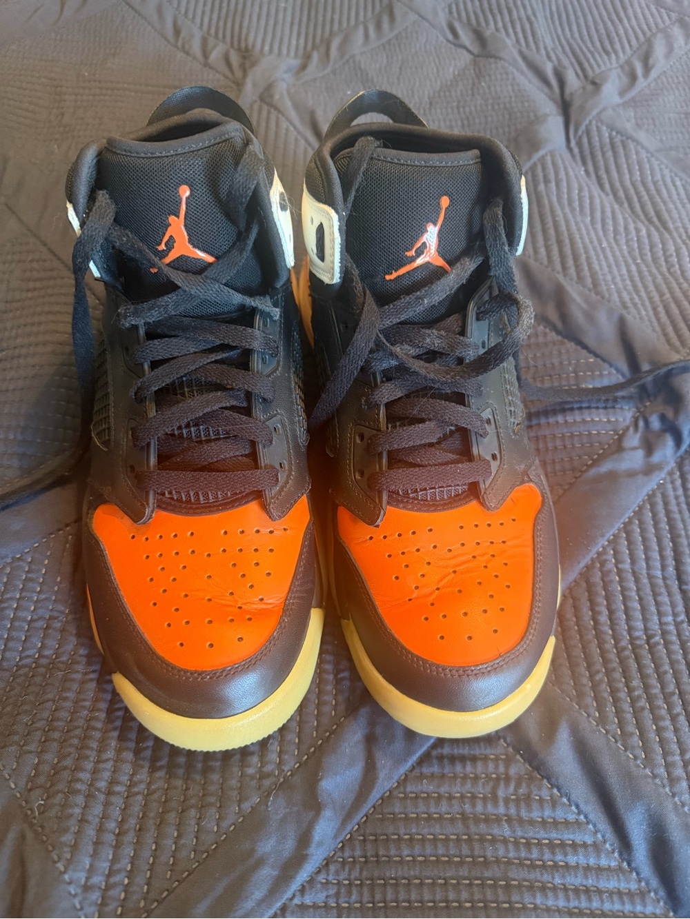 Jordan Mars Men's High-Top Sneakers in Black and Orange with Yellow-Trim Soles